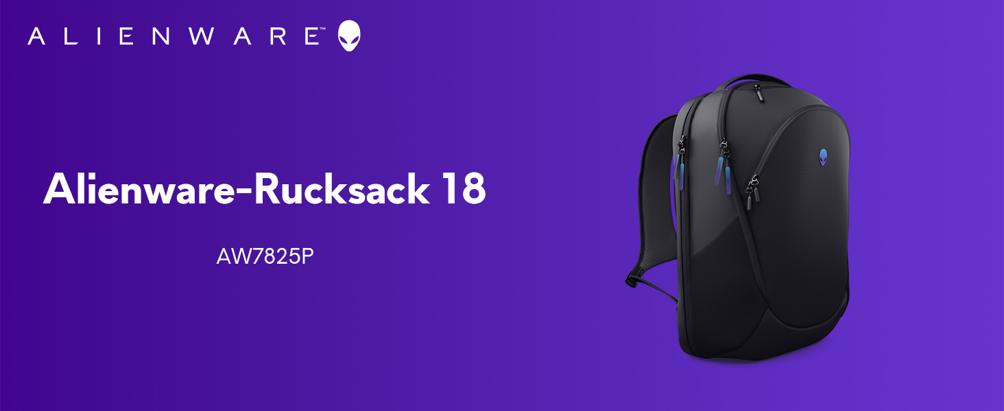 Ігровий рюкзак Alienware 18 AW7825P, об'єм 28 л, дихаюча 3D-сітка, чорний