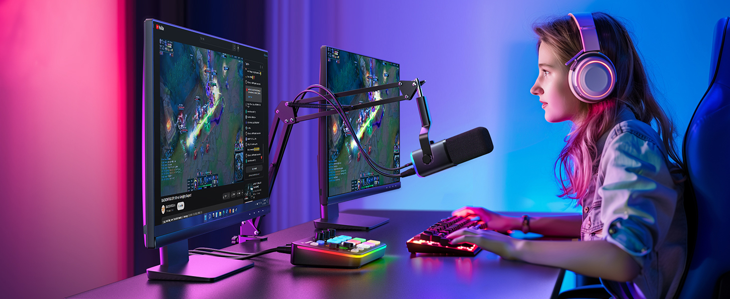 Мікрофон Maono з кріпленням-стійкою для подкастів, геймінгу, стрімінгу та запису - BA20, чорний