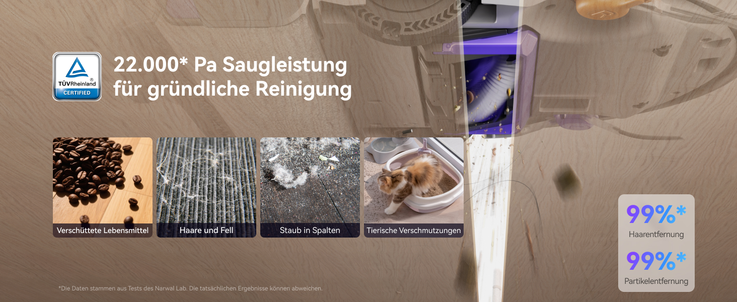 Робот-пилосос NARWAL Flow з функцією миття підлоги, система FlowWash з автоматичним самоочищенням, потужність 22000 Па, збір шерсті тварин DualFlow, миття 45-80°C та гаряче повітря, док-станція для самостійного очищення