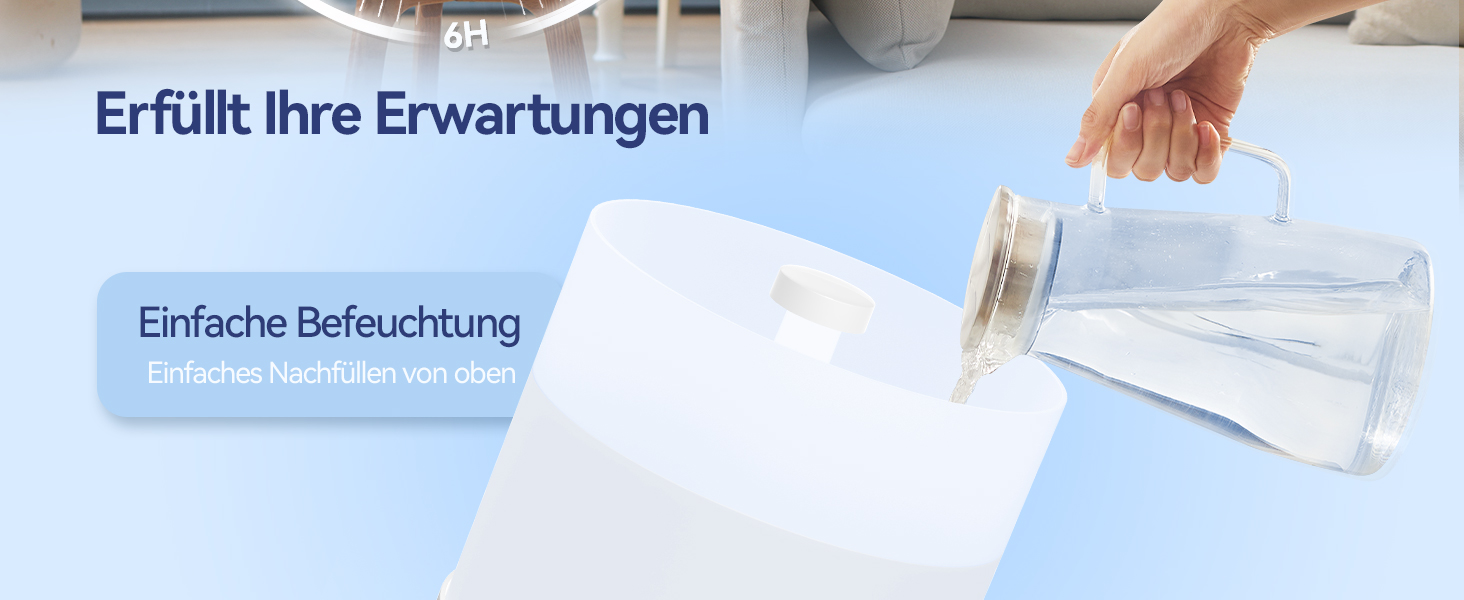 Зволожувач повітря Raydrop для спальні 3л, ультразвуковий, холодний пар, для великих приміщень, з LED підсвіткою, таймером та автовимкненням