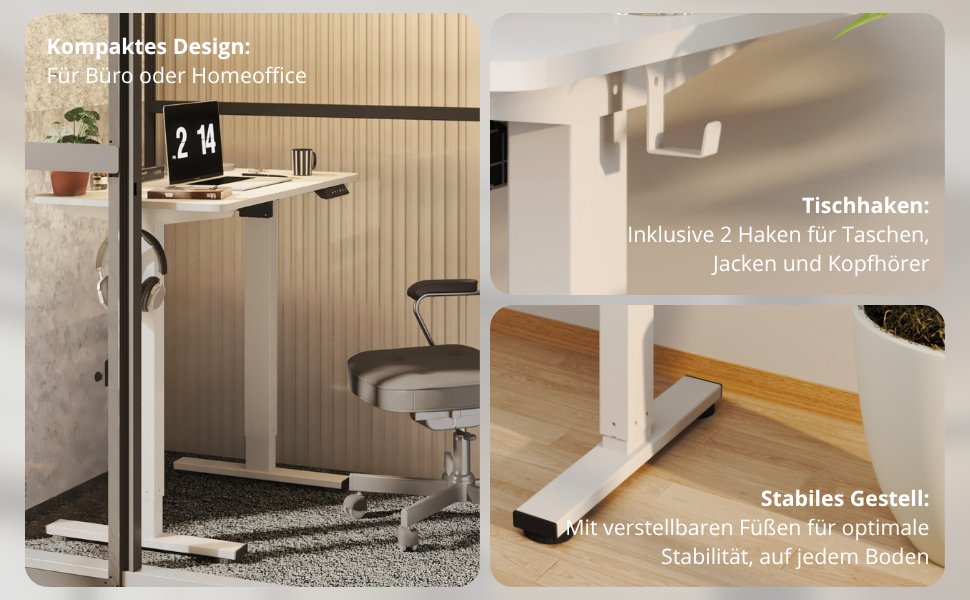 Регульований по висоті письмовий стіл MiniDesk (73–118 см), білий