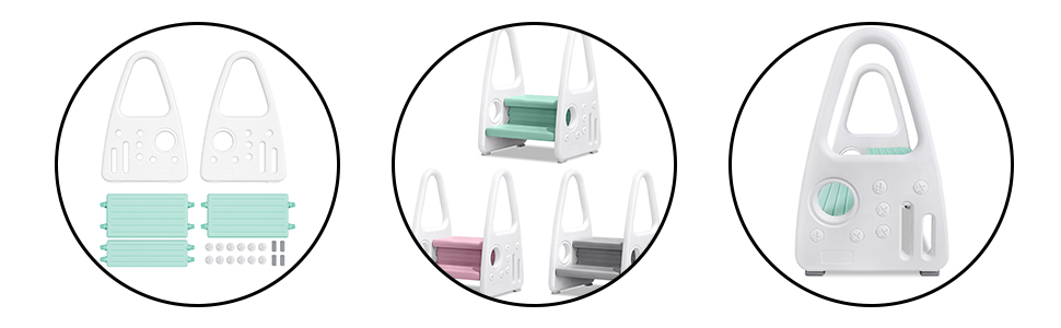 Детский табурет-лестница LILIIN для кухни и детской, 2 ступени, зеленый