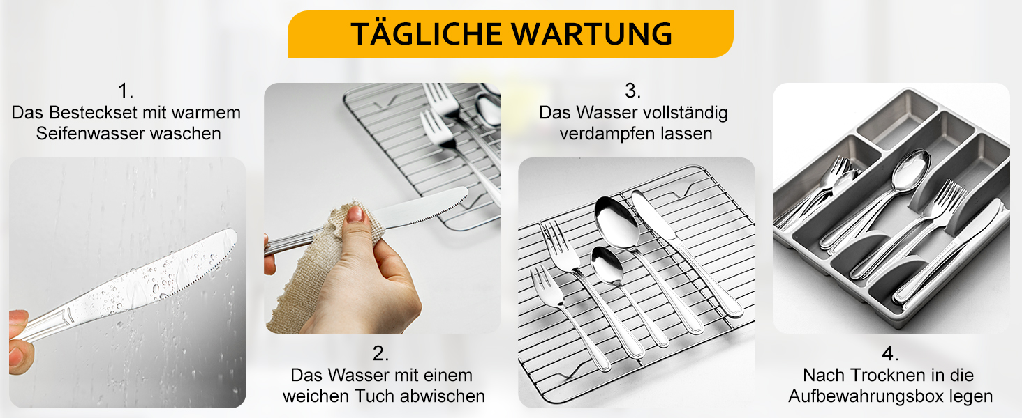 Набір столових приборів Velaze на 12 осіб (60 предметів) з нержавіючої сталі. Включає: 12 ножів, виделок, ложок, чайних ложок, виделок для тортів. Полірування, придатний для миття в посудомийній машині.