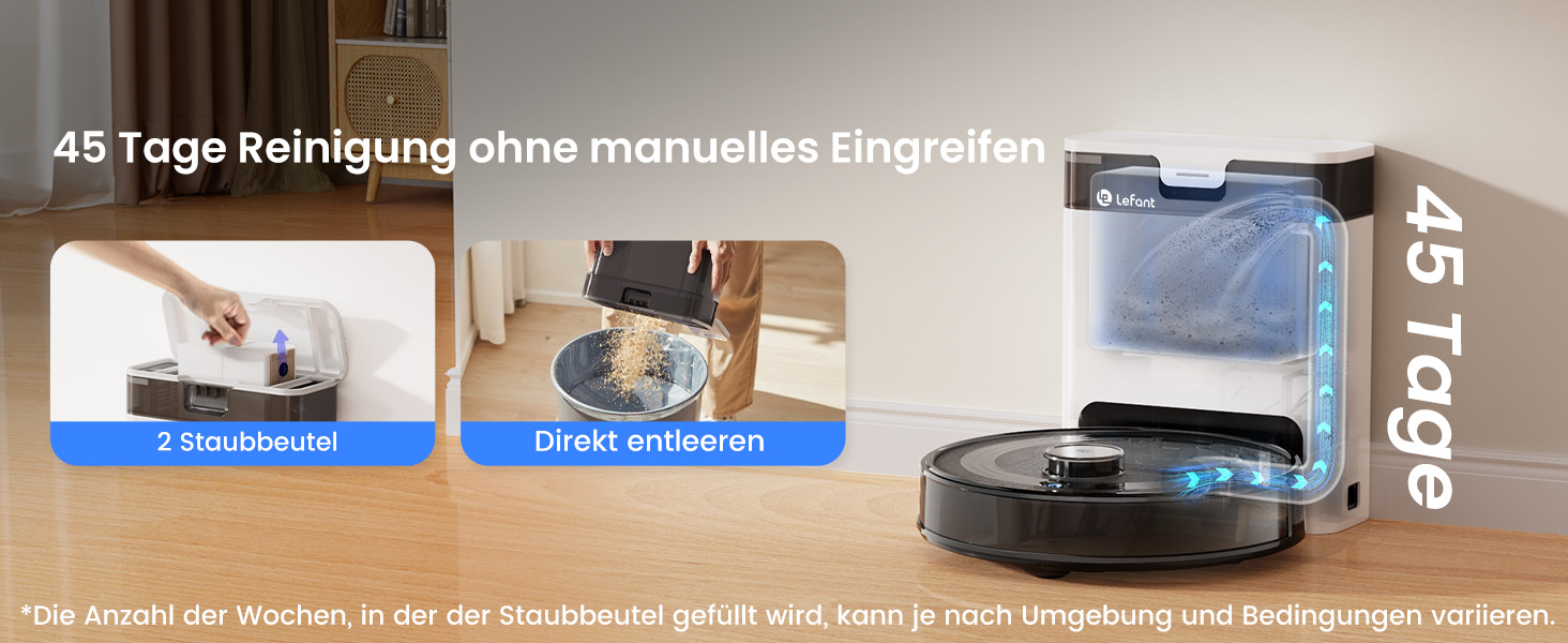 Робот-пилосос LEFANT M2 Pro з вологою тканиною, 5000Pa, лазерна навігація, LiDAR dToF, 150 хв, розпізнавання килимів, керування через додаток/голос, для видалення шерсті тварин, чорний