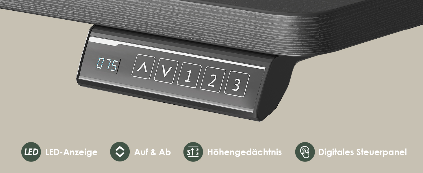 Електричний стіл OffiGo, 100x50 см, з підставкою для клавіатури, 3 режими пам'яті, для роботи та навчання, білий