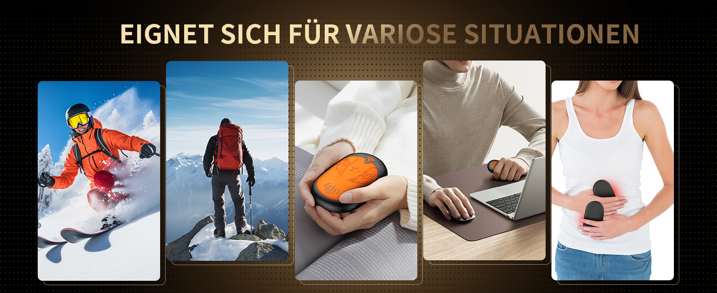 Електричні грілки для рук 2 шт. - USB перезаряджувані, 3 режими нагріву, 24 години тепла, для активного відпочинку взимку (Помаранчевий)