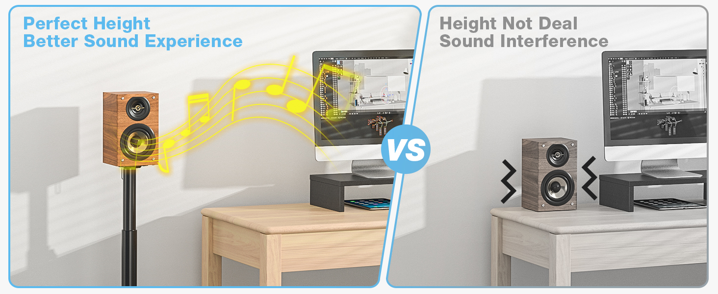 Підставка для колонок 5Rcom з кабелепроводом, регульована по висоті, пара. Підходить для саундбарів, студійних моніторів та колонок. Максимальне навантаження: 5 кг