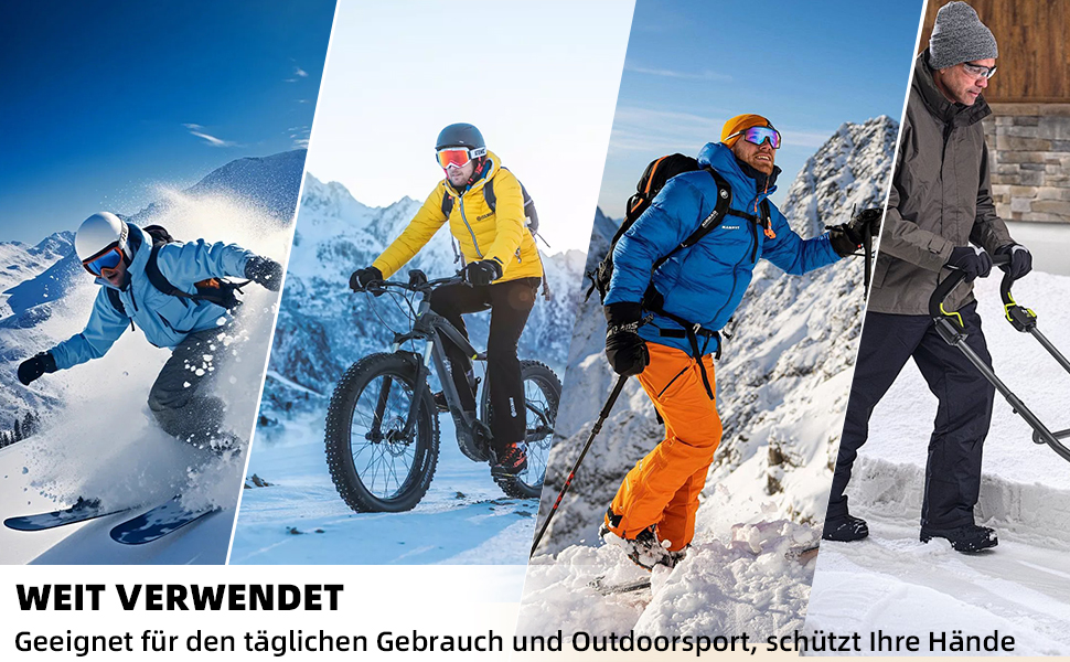 Гріючі рукавички для чоловіків та жінок, акумулятор 5000mAh*2, 7.4V, 4 режими нагріву, водонепроникні, для зимових видів спорту та катання на лижах