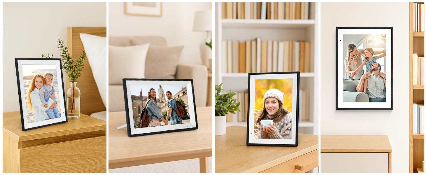 Цифровий фоторамка 10.1 дюйма з Wi-Fi, 32GB, IPS сенсорний екран, автоматичне обертання, чорний колір