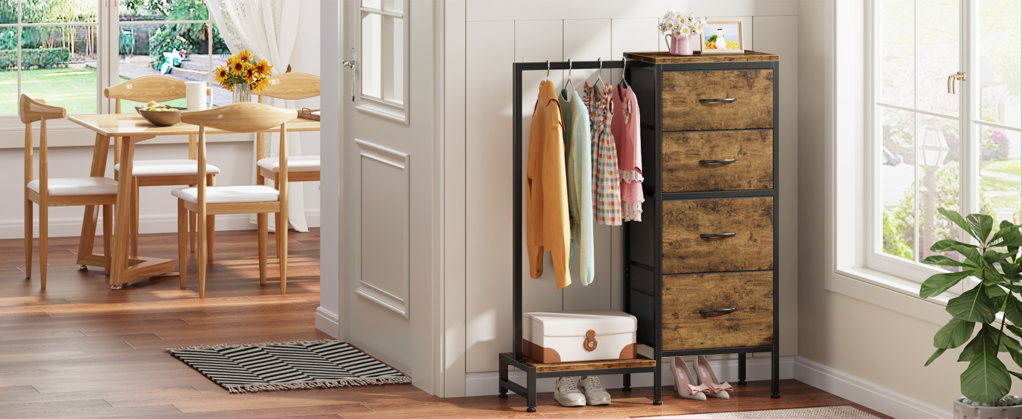 Комод 111 см з 4 висувними ящиками з тканини, полиця для одягу, білий комод для спальні, вітальні, передпокою, шафа для одягу, подарунок, 30T x 76.5B x 111H см (4 ящики), білий