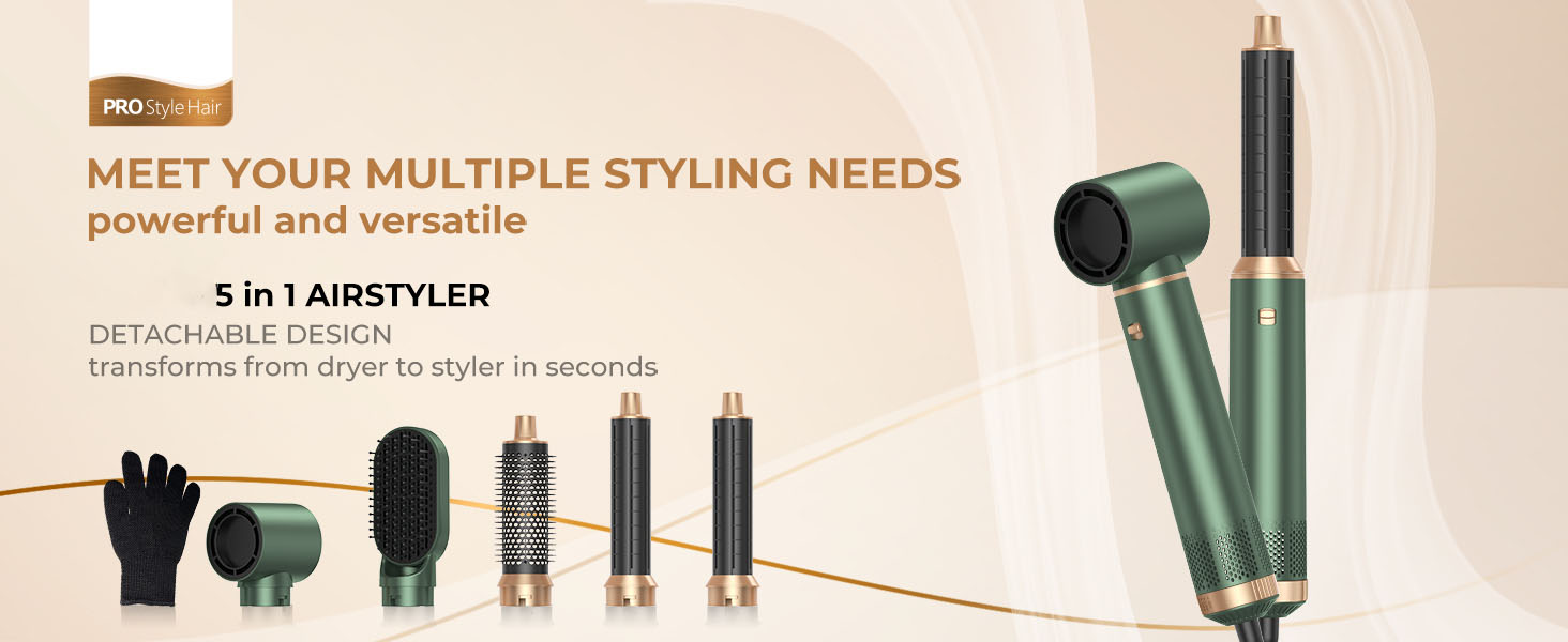 Mogawave Airstyler 5-в-1 Pro 1000W з іонізацією (червоний) - Фен-щітка, стайлер для волосся, плойка з обертанням