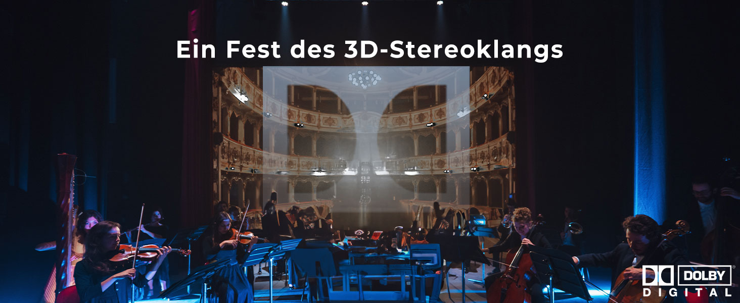 Портативний проєктор Beamer 4K з Dolby Audio, HDR10, WiFi6, Bluetooth 5.4, Auto Fokus, для домашнього кіно та перегляду спортивних подій, білий