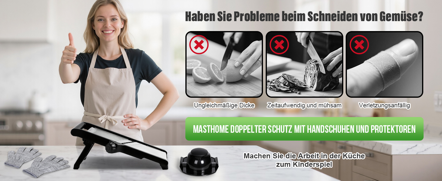 Машхоум (Masthome) тертка для овочів 5-в-1 Mandoline, з нержавіючої сталі, регульована, для овочів, фруктів, картоплі, помідорів, цибулі, 40см