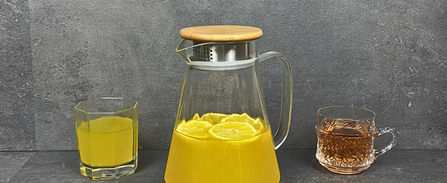 Скляна карафка Clidor Elisa, 1,5 л, з кришкою, для гарячих та холодних напоїв, з некраплевим носиком