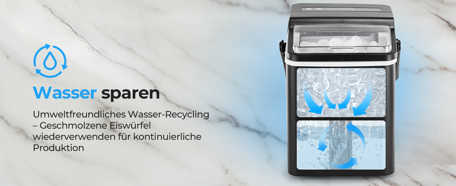Льодогенератор Fohere портативний з ручкою, 14 кг/24 год, кулі 9 шт за 5 хв, 2 розміри, самоочищення, для дому, кухні, офісу, кемпінгу, вечірок