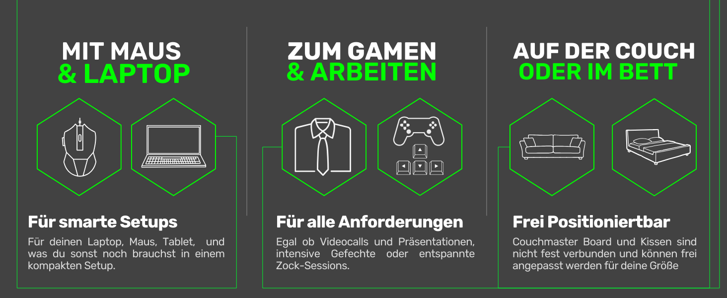 Couchmaster CYBOT: ергономічний столик для ноутбука на диван, софу та ліжко. Широкий столик для ноутбука та бездротових аксесуарів