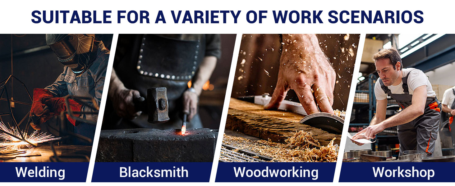 Зварювальна шкура QeeLink зі зварювальними рукавичками - шкіряна шкура з 6 кишенями, вогнестійка та термостійка робоча шкура (Чорний - 61 x 91 см)