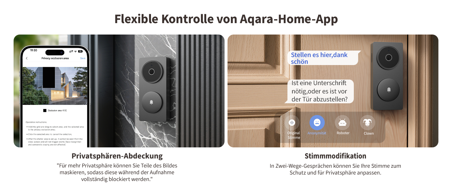 Aqara Smart Doorbell Camera G410 з дзвінком, 2K, відеоспостереження, 2-сторонній аудіо, Matter Hub, Wi-Fi, сірий