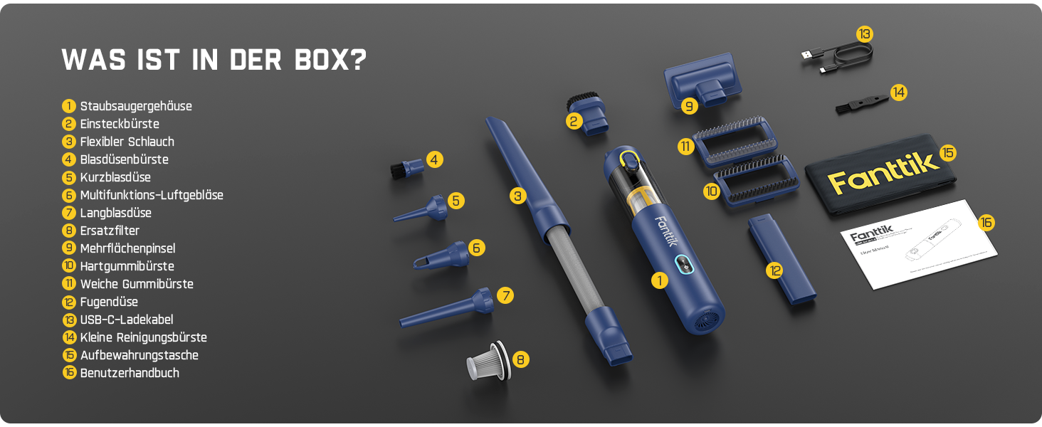 Аккумуляторний автомобільний пилосос Fanttik Slim V8 APEX, портативний ручний міні-пилосос 4-в-1 RobustClean™, 19000 Па/45 AW, 2 режими всмоктування, для авто, офісу та клавіатур (Синій)