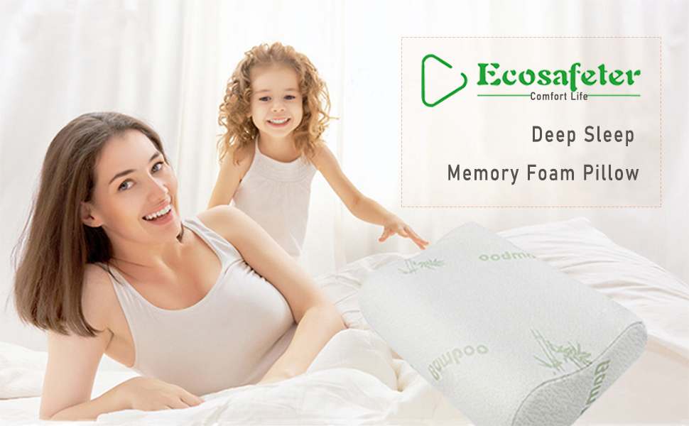 Подушка ортопедична з піни Memory Foam для глибокого сну, бамбукова, біла, гіпоалергенна, знімний чохол