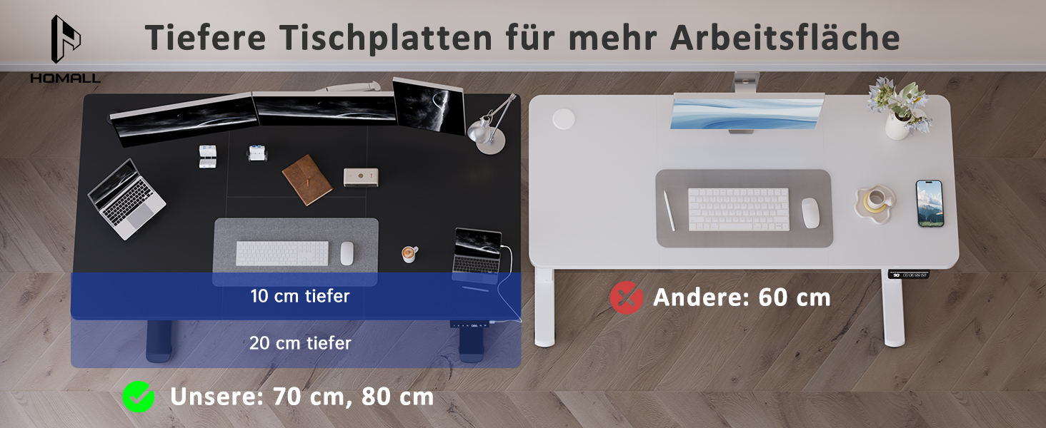 Регульований стіл Homall 200x80 см з USB-портом, електричний, з органайзером для кабелів, пам'ять позицій, для комп'ютера, чорний