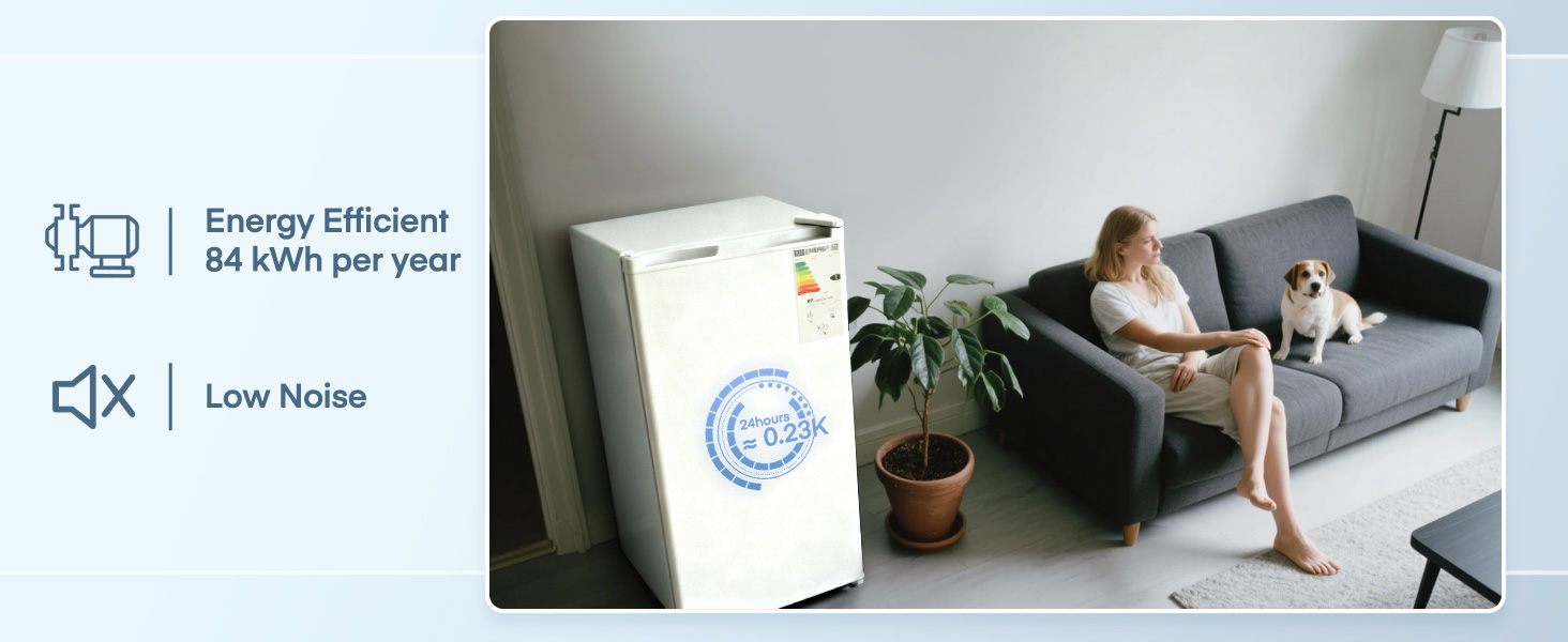 Компактний холодильник FOHERE на 90л з морозильною камерою, регулюванням температури (7 рівнів) та відділенням для овочів, білий