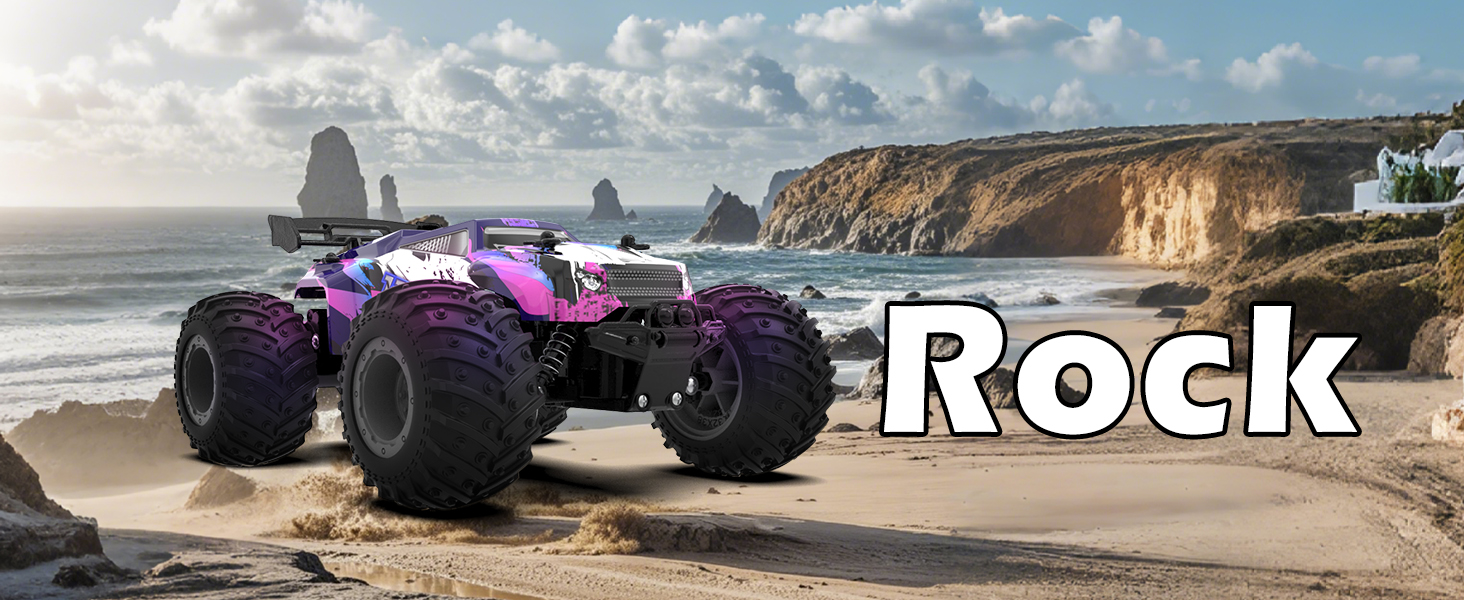 Радіокерований позашляховик FEIMUOSI 1:18 RC Car: LED підсвітка, 2.4GHz, 2 акумулятори, швидкість 20 км/год, для дітей та дорослих, фіолетовий