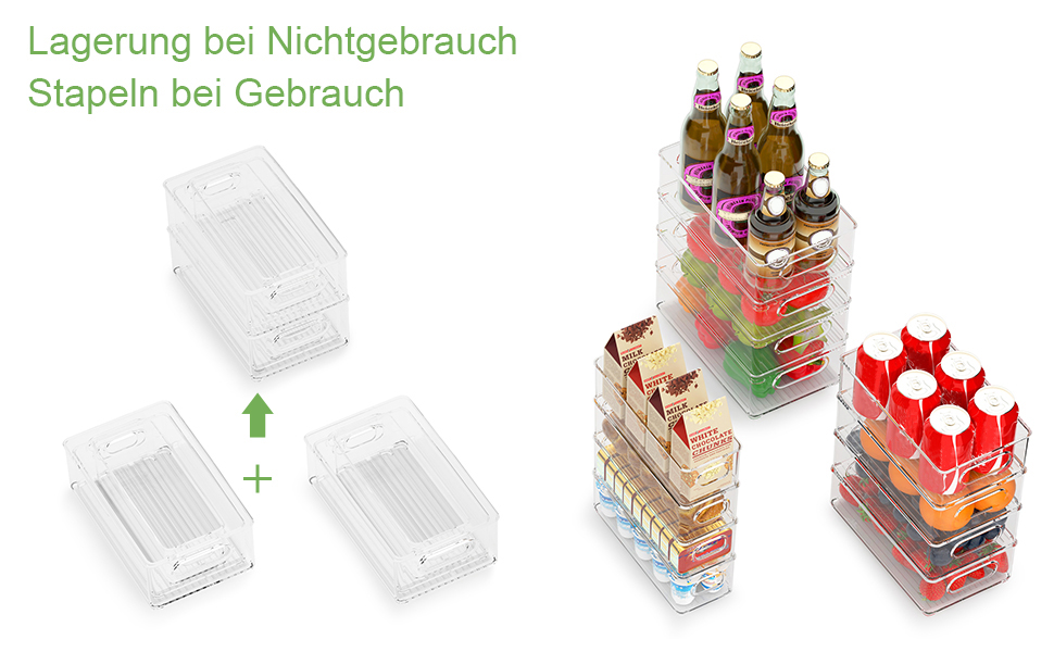 Організатор для холодильника FINEW, 12 шт. (4 маленькі, 4 середні, 4 великі), прозорі контейнери для зберігання, BPA free