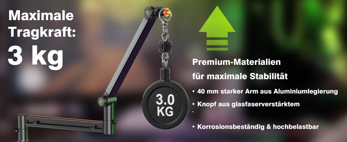 Низькопрофільний мікрофонний пантограф (стійка-тримач) Low Profile з Gear-Lock, чорний, до 3 кг, сумісний з Shure SM7B, MV7+, довжина 780 мм