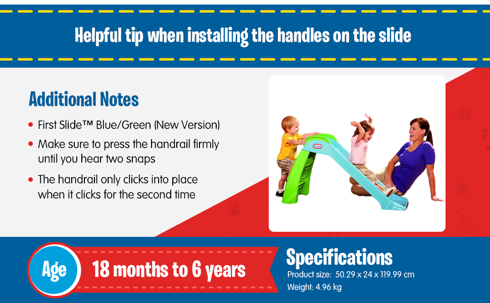 Дитячий гірочка Little Tikes First Slide - ігровий набір для дому та саду, безпечний та міцний, для дітей від 18 місяців (зелено-блакитний)