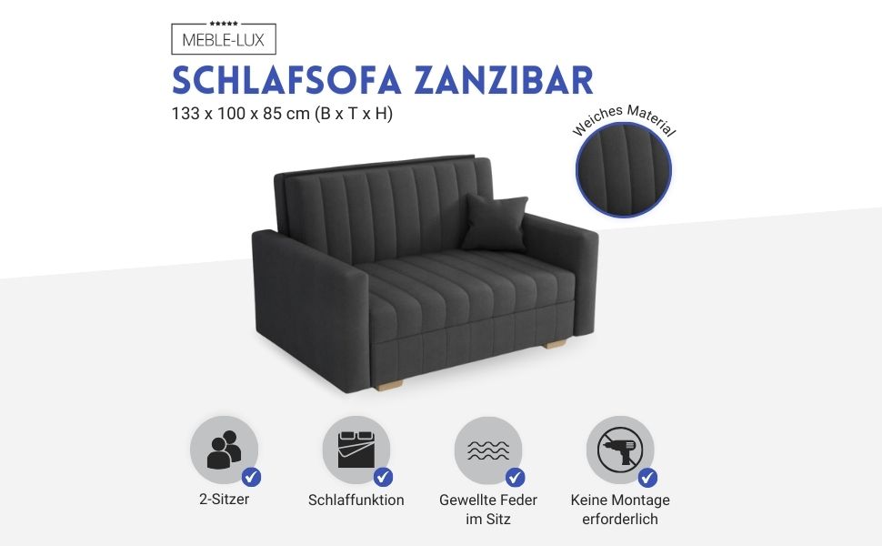 Диван-ліжко Zanzibar I 3-місний м'ятного кольору 153 см з ящиком для білизни та функцією сну | Диван з функцією ліжка