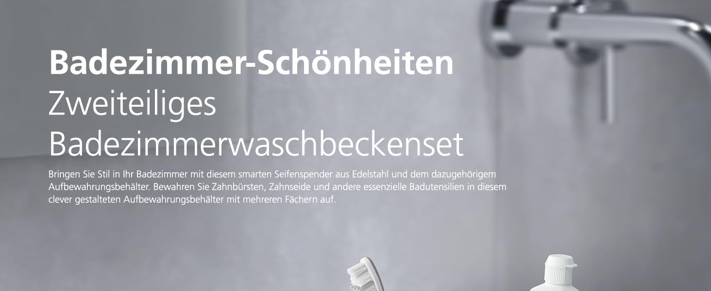 Набір для ванної кімнати Joseph Joseph Bathroom Beauties: миска, дозатор мила та органайзер для зубних щіток, нержавіюча сталь