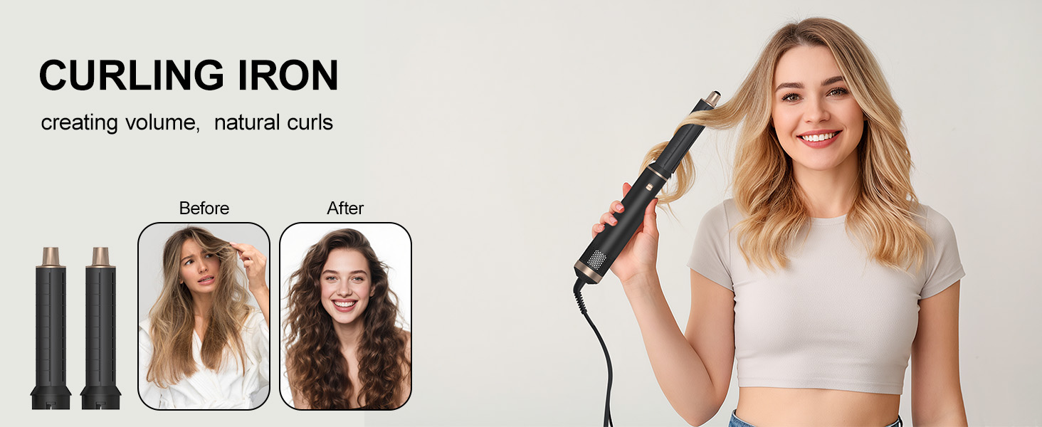 Hairstyler 5 в 1: Професійний набір для укладки волосся з автозавитками, феном, йонною щіткою, випрямлячем та щіткою для об'єму. Для всіх типів волосся.