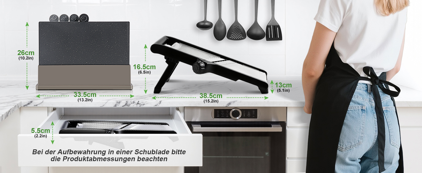 Машхоум (Masthome) тертка для овочів 5-в-1 Mandoline, з нержавіючої сталі, регульована, для овочів, фруктів, картоплі, помідорів, цибулі, 40см