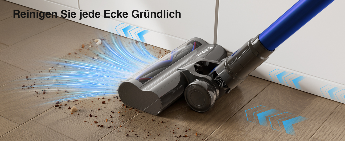 Бездротовий акумуляторний пилосос 45000 Па/550 Вт/65 хв, об'єм 1,6 л з дисплеєм, антизаплутана щітка, самостійна парковка, док-станція на стіні, 8-шарова фільтрація, тихий, для шерсті тварин/килимів/твердих поверхонь/автомобіля, блакитний