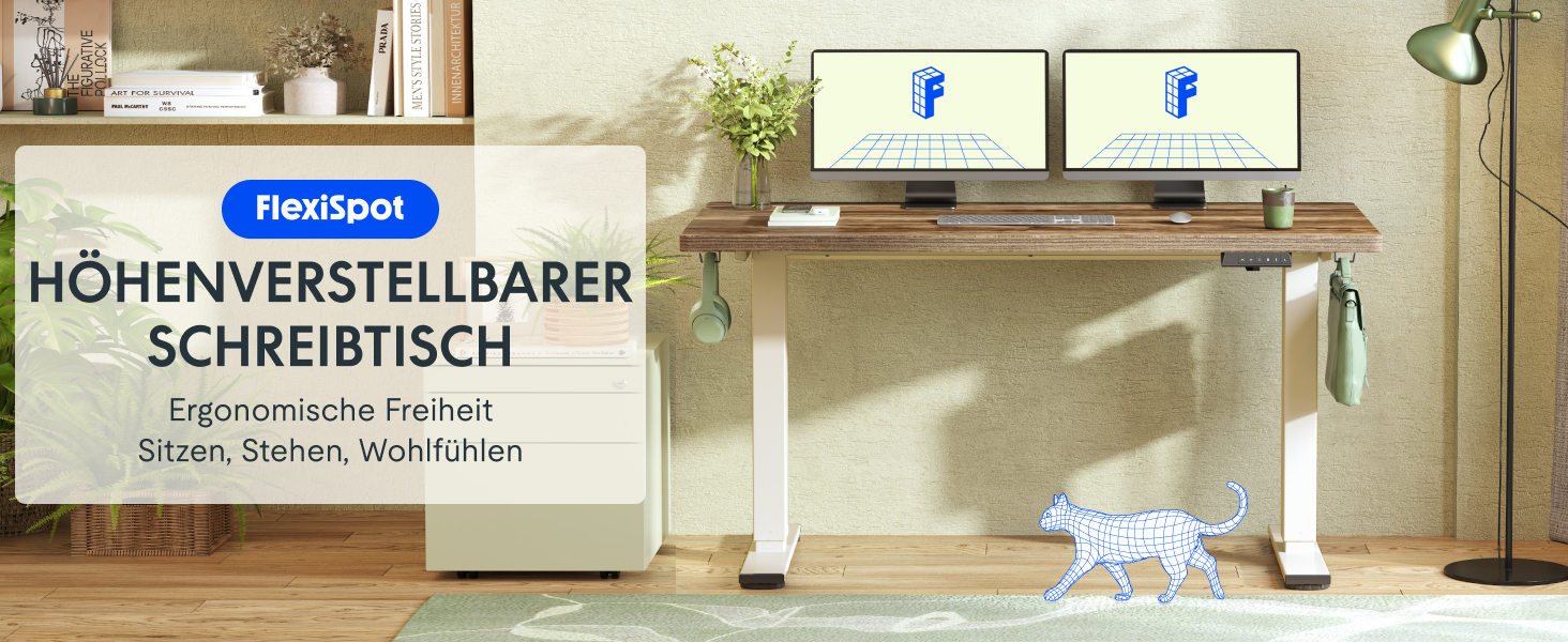 Регульований за висотою стіл FLEXISPOT 160x80 см з гачками, з суцільною стільницею 25 мм, ергономічний стіл з LED-дисплеєм висоти та функцією пам'яті (береза, білий). Структура береза+білий (160 x 80 см, білий+м'який білий)