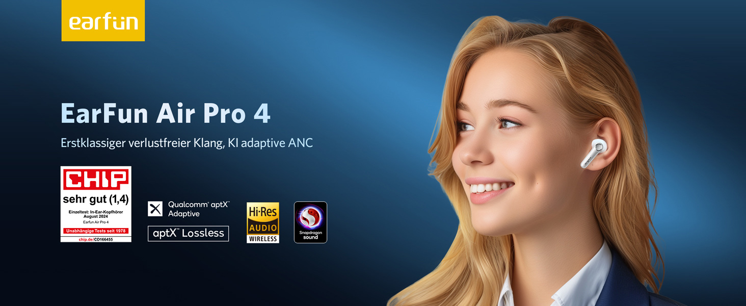 Навушники EarFun Air Pro 4, адаптивне шумозаглушення, aptX, LDAC, акумулятор 52 год, білий