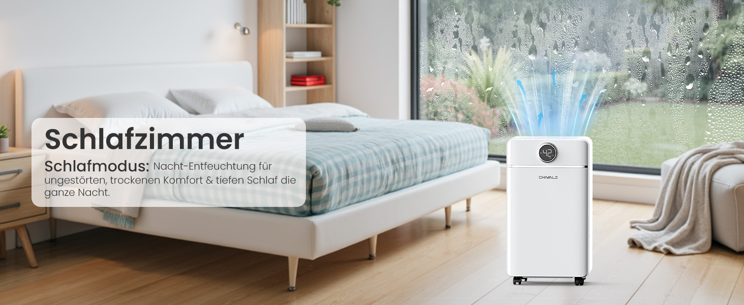 Електричний осушувач повітря CHIVALZ 12л/24г для приміщень до 120м³ (30м²), 3 режими роботи, таймер 24г, автоматична відтавлювання (білий)