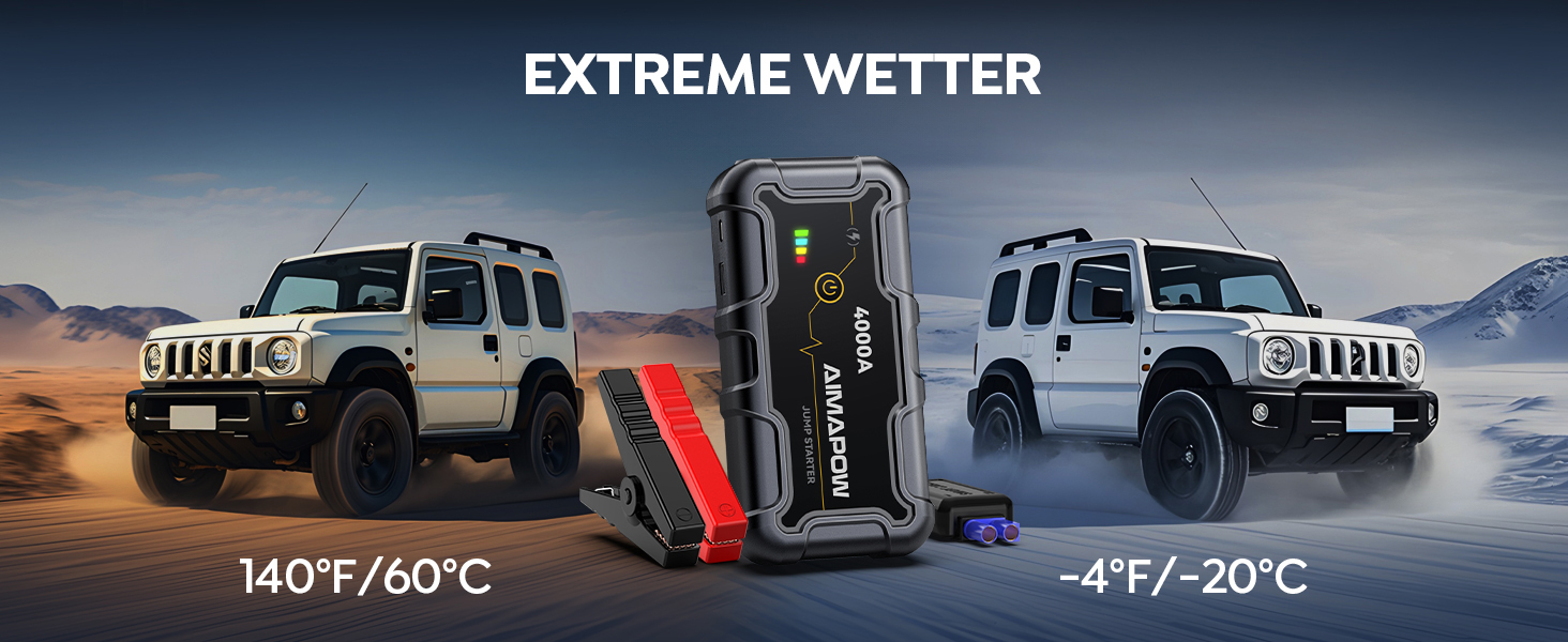 Powerbank Starthilfe AIMAPOW для автомобіля з компресором 160PSI, 27000mAh, 4000A, для бензинових та дизельних двигунів (до 12.0L), LED-ліхтар 600 LUM