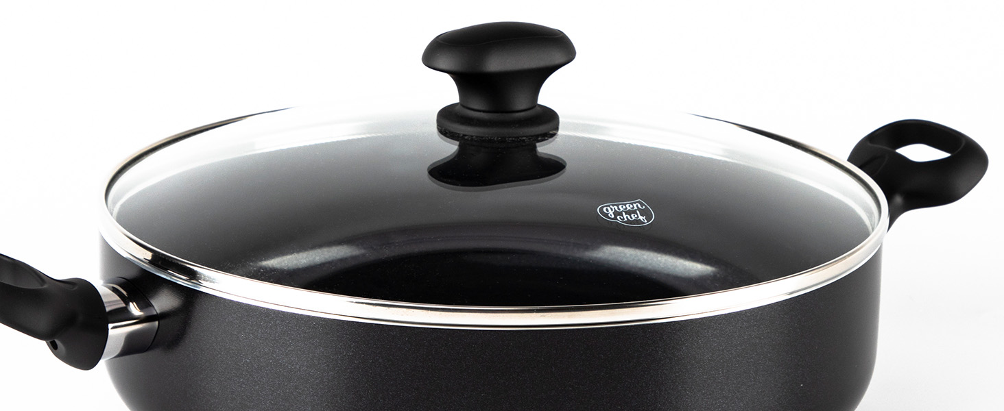 GreenChef Diamond Grillpfanne з антипригарним покриттям Ceramic, 28 см, без PFAS, для індукційних плит, термостійка до 160°C, можна мити в посудомийній машині, чорний колір