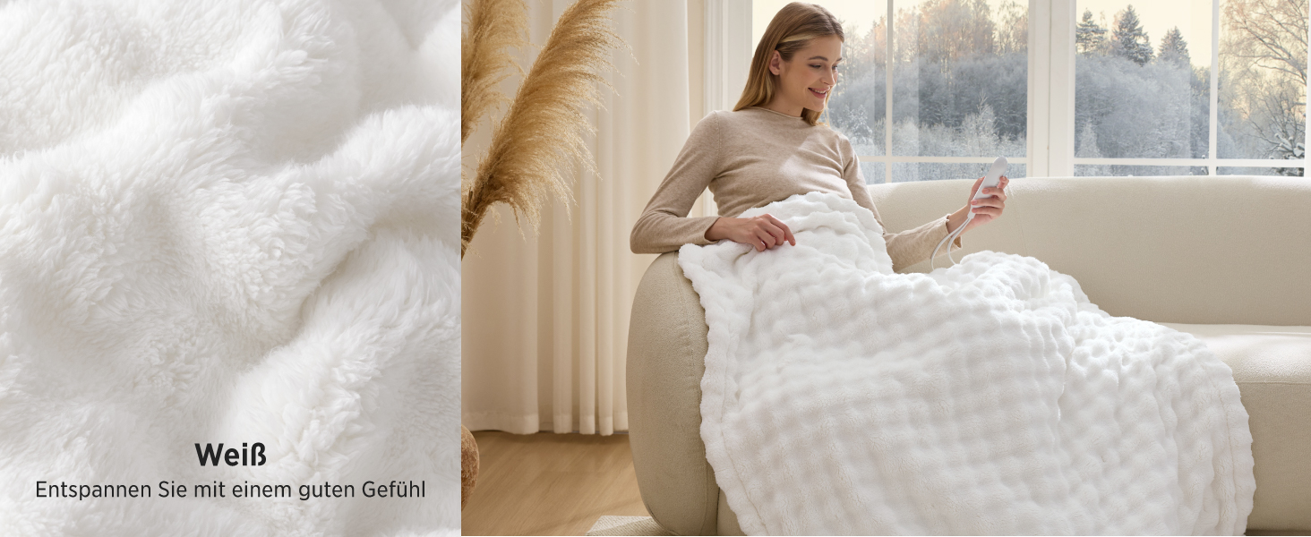 Електрична грілка-ковдра BEDSURE для обігріву, бежева, 130x180 см