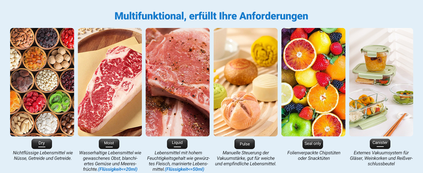Вакууматор 7-в-1 професійний для харчових продуктів з 5 пакетами, 85 кПа, подвійний шов для кухні та ресторану (VS04)