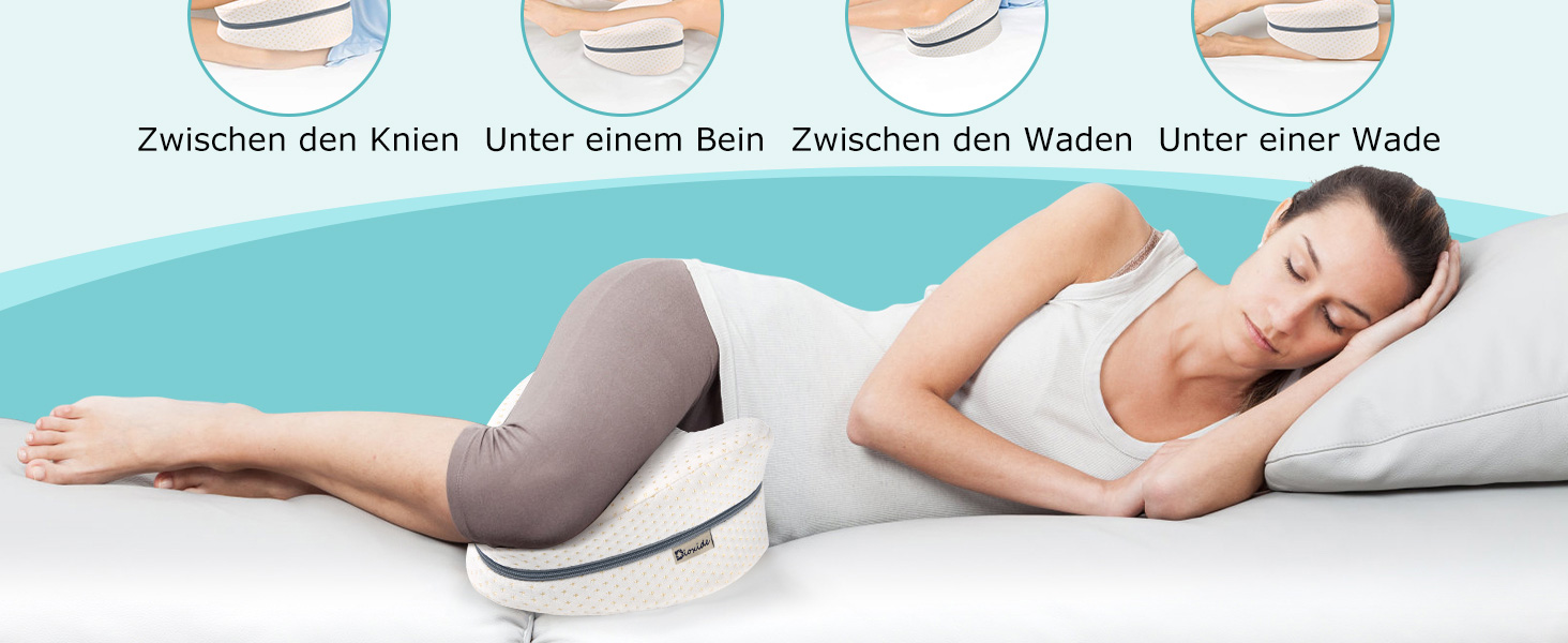 Подушка для ніг та стегон Dioxide для тих, хто спить на боці, з memory foam. Підтримка ніг, колін, стегон, спини та для вагітних. Білий колір.