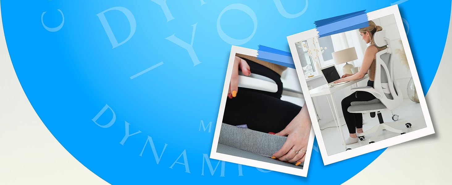 Подушка для сидіння DYNMC з ефектом пам'яті: ергономічна клиноподібна подушка для офісного крісла, дому та авто - нековзка, знімний чохол, комфортна підтримка спини