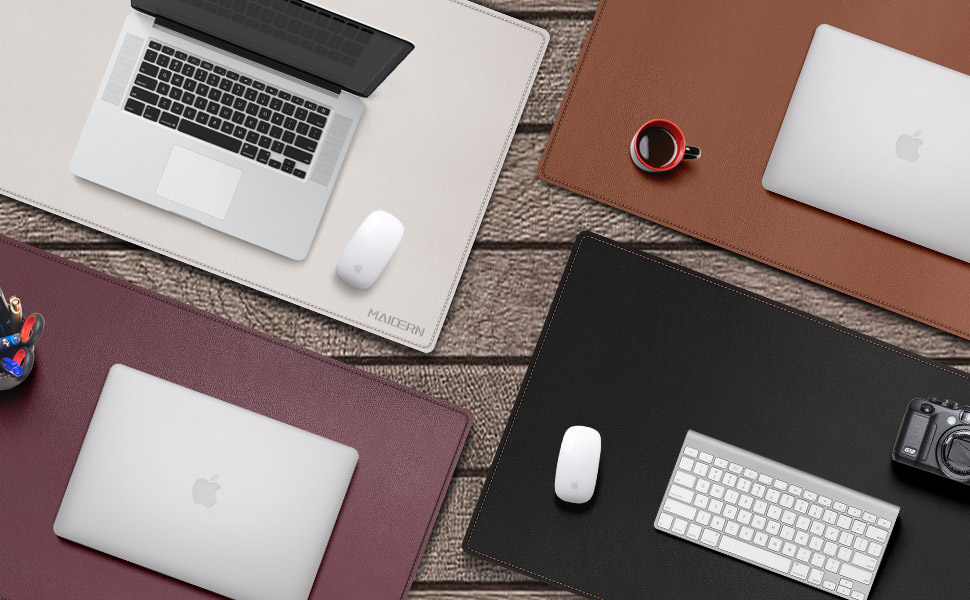 Килимок для столу MAIDERN XXL 100x60 см — двосторонній підкладник зі шкіри та корка, водонепроникний килимок для миші для офісу, дому та геймінгу, чорний