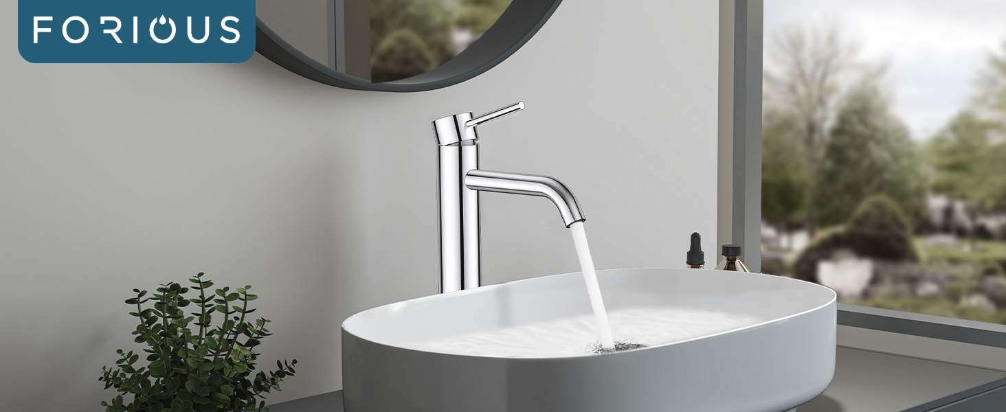 Змішувач для ванної кімнати FORIOUS з набором для зливу, чорний, висота виливу 190 мм, однорідний змішувач для умивальника