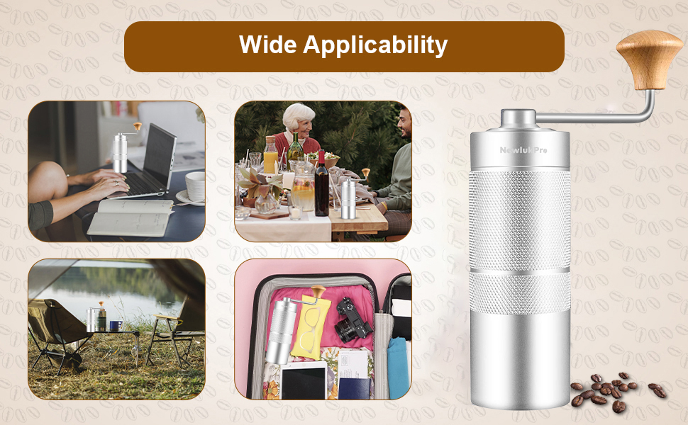 Ручна кавомолка M6 для приготування еспресо, срібна, ємність 25г