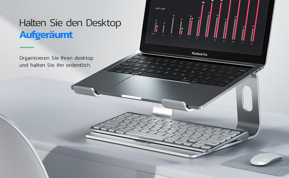 Підставка для ноутбука NULAXY, регульована, алюміній, сумісна з Dell, HP, Samsung, Lenovo (10-16 дюймів), чорний/сріблястий
