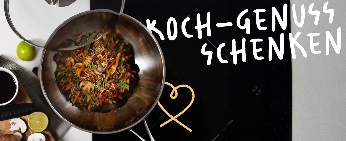 Wok Silberthal 28 см з нержавіючої сталі - для смаження та фритюру, сумісний з індукцією, до 400°C