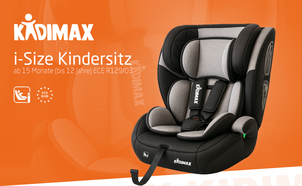 Автокрісло i-Size 9-36 кг, 15 місяців - 12 років, група 1/2/3, ECE R129/03, чорний колір
